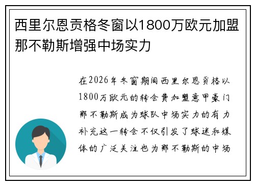西里尔恩贡格冬窗以1800万欧元加盟那不勒斯增强中场实力 西里尔恩贡格冬窗以1800万欧元加盟那不勒斯增强中场实力